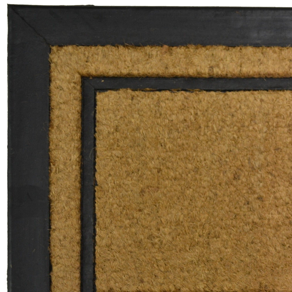 18" X 30" Beige and Black Rubber and Coir Outdoor Door Mat-4