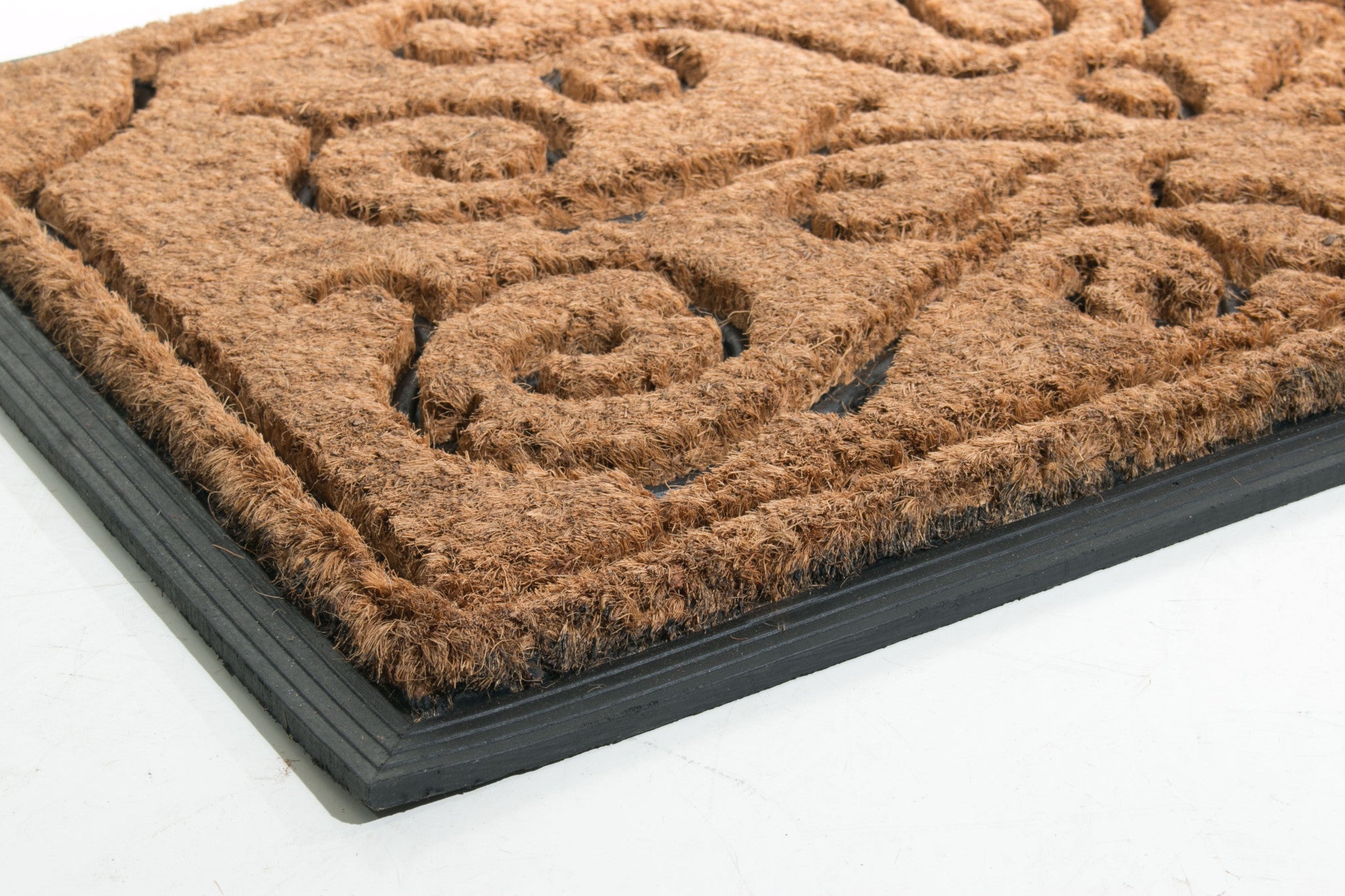 18" X 30" Beige and Black Rubber and Coir Outdoor Door Mat-3