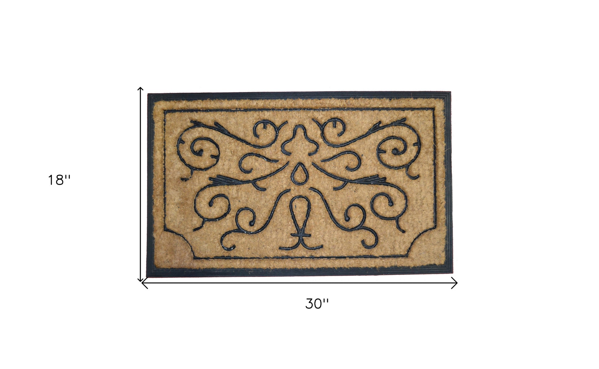 18" X 30" Beige and Black Rubber and Coir Outdoor Door Mat-5