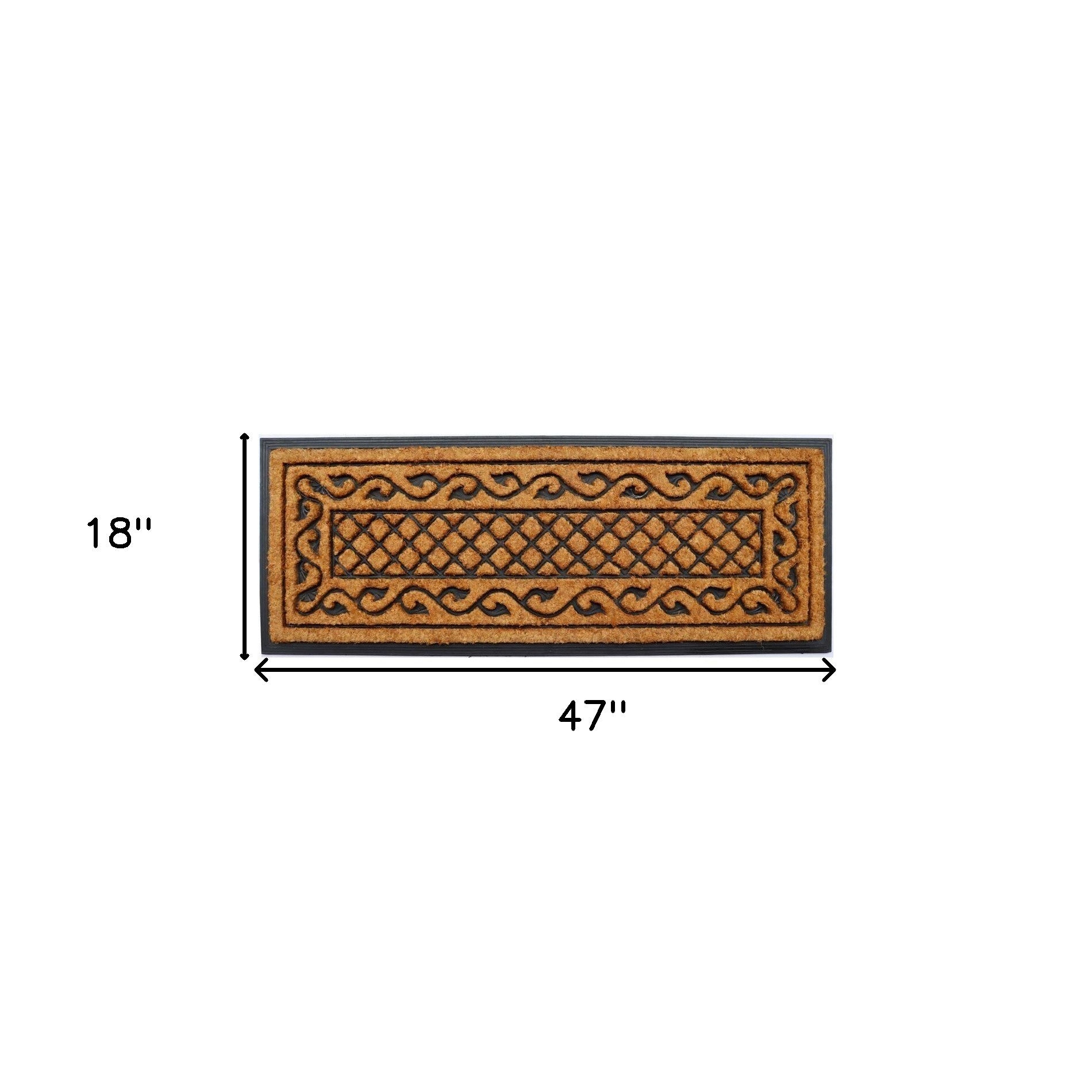 18" X 47" Beige and Black Rubber and Coir Outdoor Door Mat-5