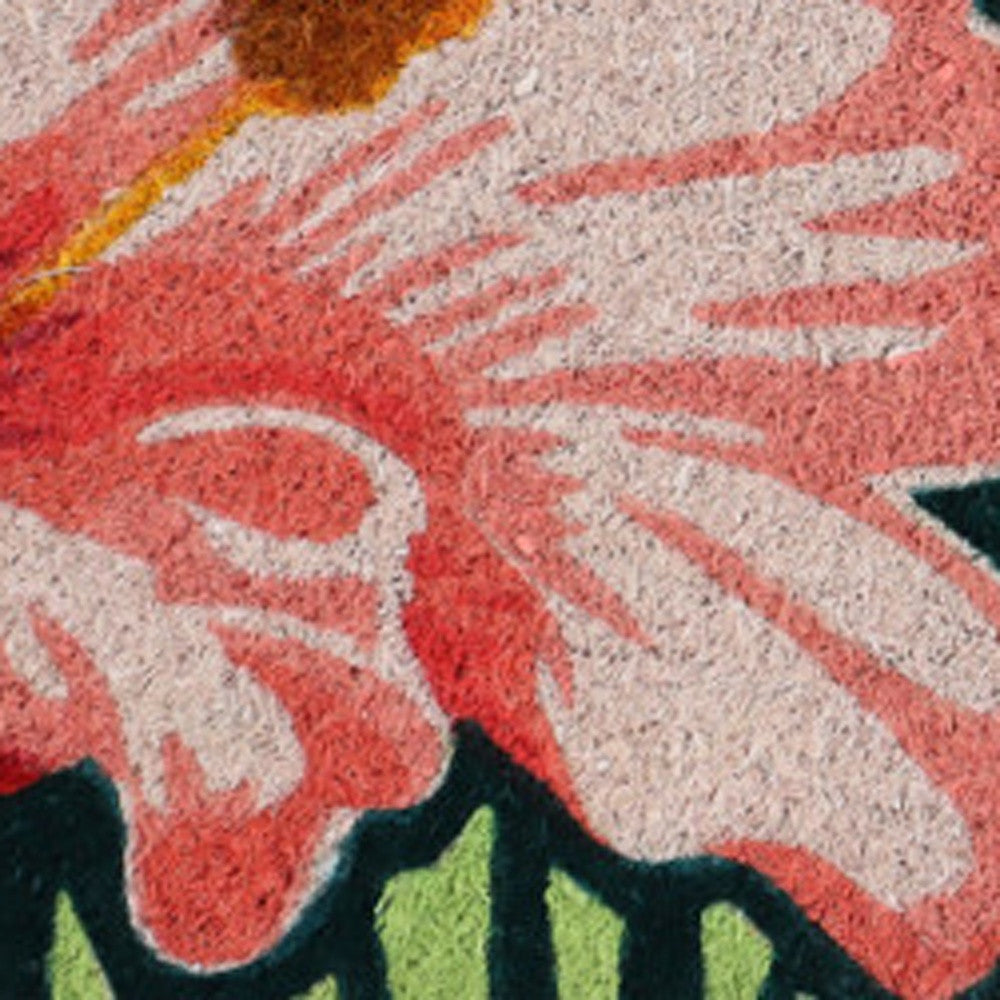 18" X 30" Blue and Pink Coir Tropical Outdoor Door Mat-2
