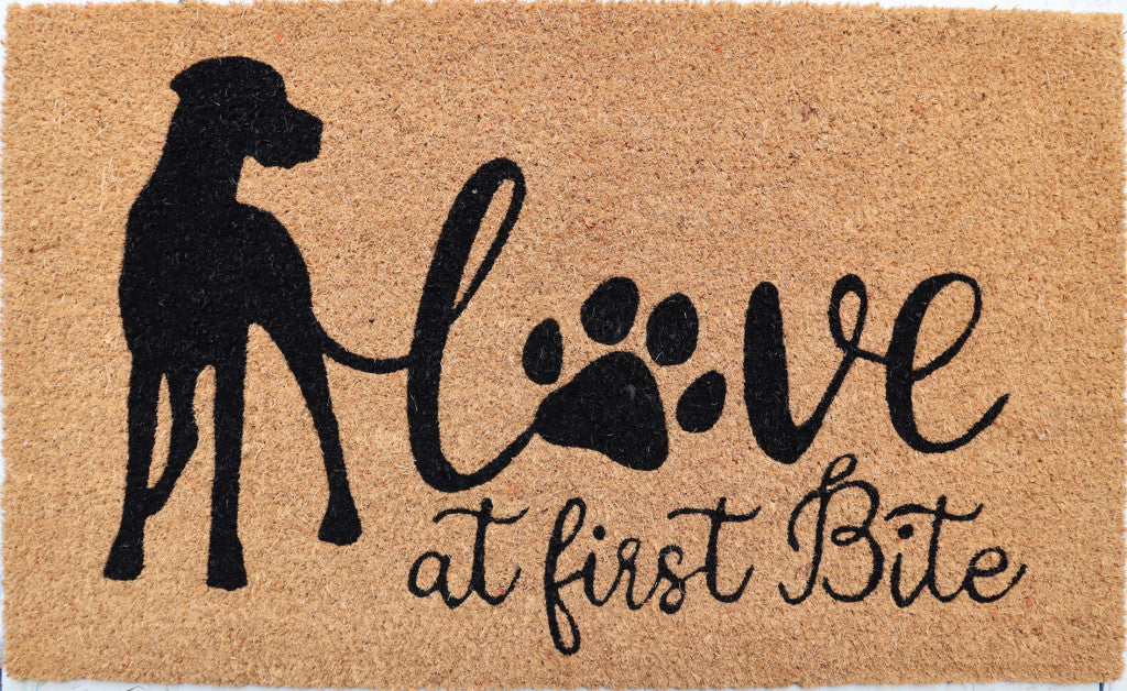 18" X 30" Beige and Black Coir Dog Outdoor Door Mat-0