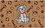 18" X 30" Beige and White Coir Dog Outdoor Door Mat-0