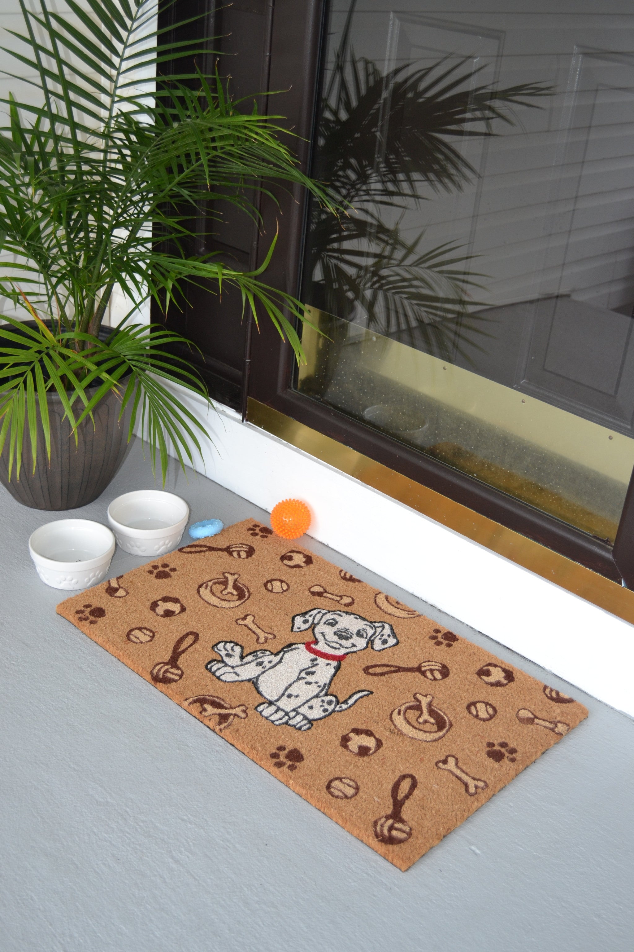 18" X 30" Beige and White Coir Dog Outdoor Door Mat-4