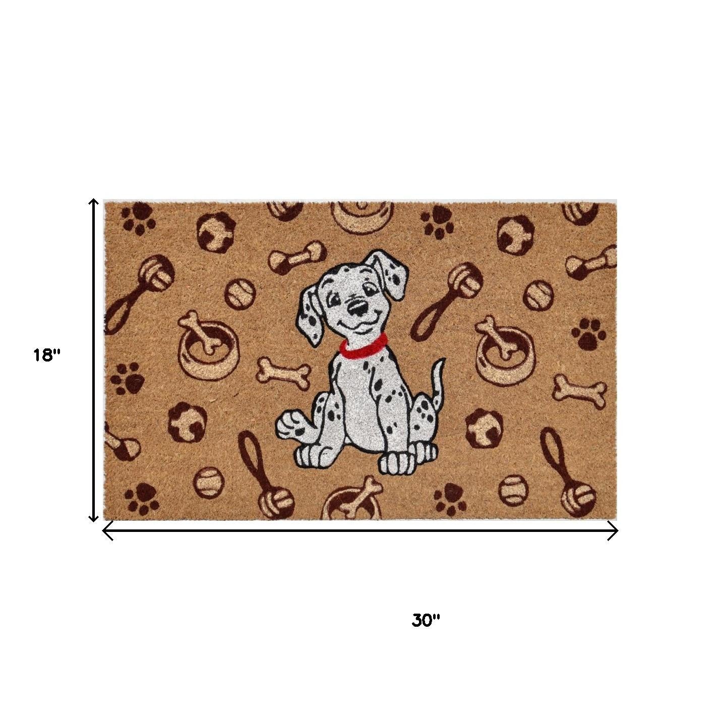 18" X 30" Beige and White Coir Dog Outdoor Door Mat-5