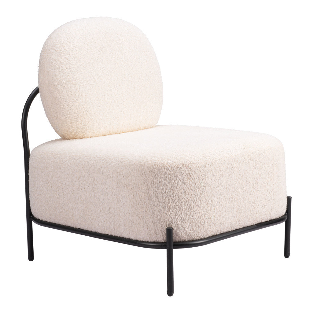 27" White And Black Sherpa And Upholstered Side Chair-Accent Chairs-DECOROLALA
