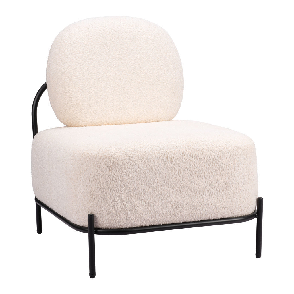 27" White And Black Sherpa And Upholstered Side Chair-Accent Chairs-DECOROLALA