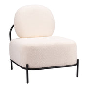 27" White And Black Sherpa And Upholstered Side Chair-Accent Chairs-DECOROLALA