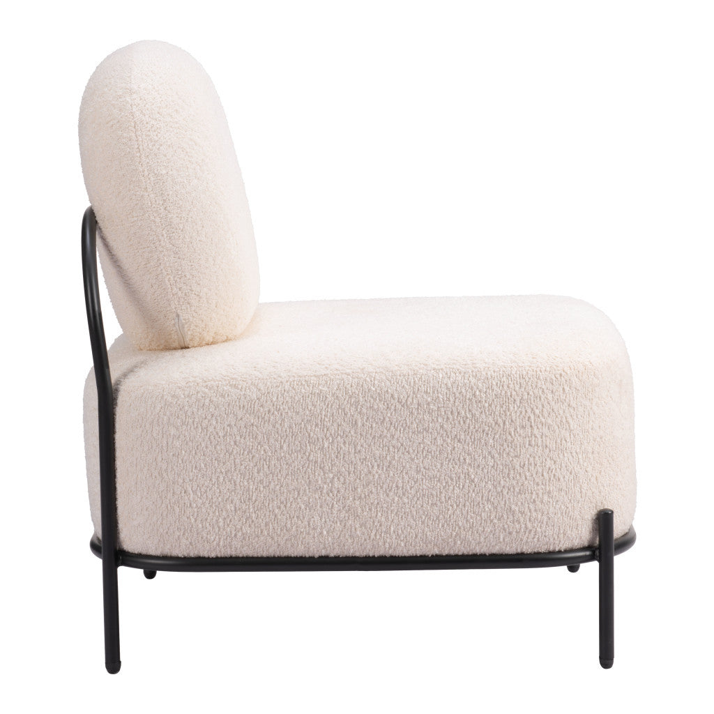 27" White And Black Sherpa And Upholstered Side Chair-Accent Chairs-DECOROLALA