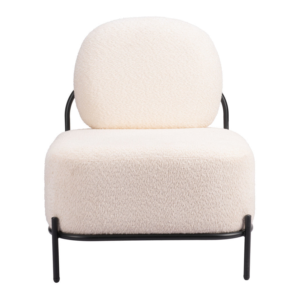27" White And Black Sherpa And Upholstered Side Chair-Accent Chairs-DECOROLALA