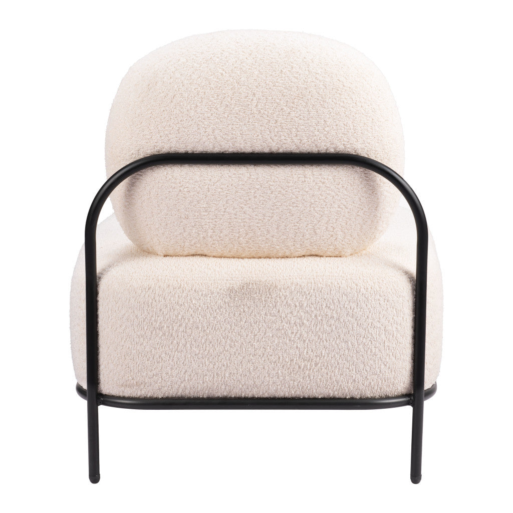27" White And Black Sherpa And Upholstered Side Chair-Accent Chairs-DECOROLALA