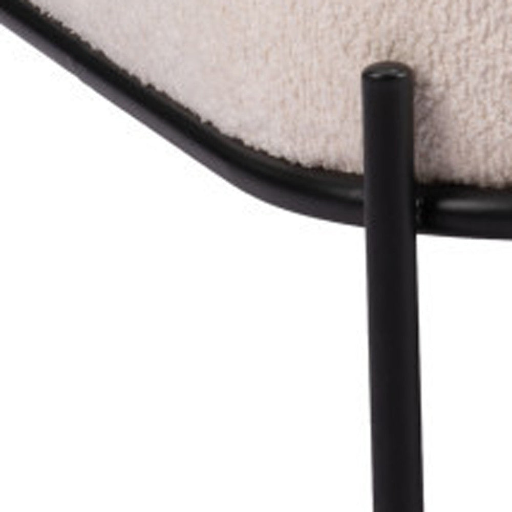 27" White And Black Sherpa And Upholstered Side Chair-Accent Chairs-DECOROLALA