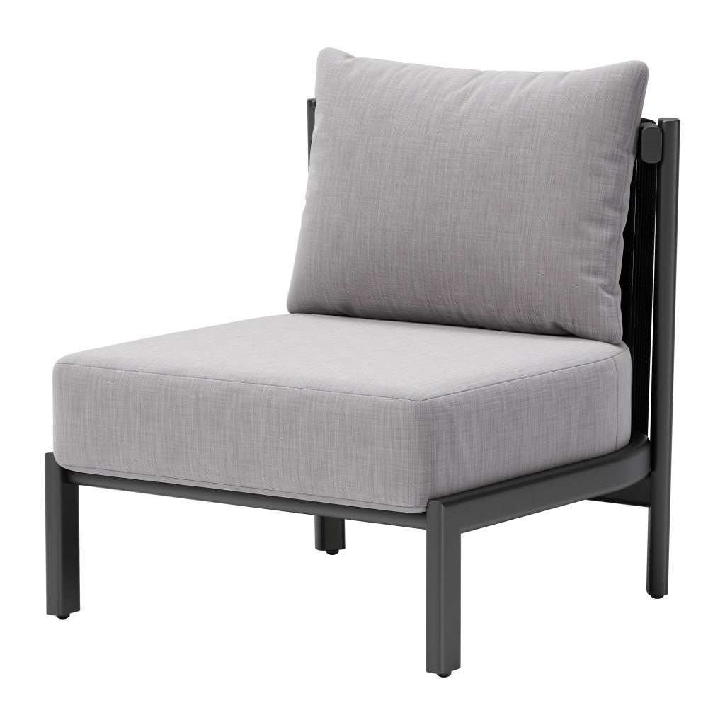 28" Gray And Black Fabric Side Chair-Accent Chairs-DECOROLALA