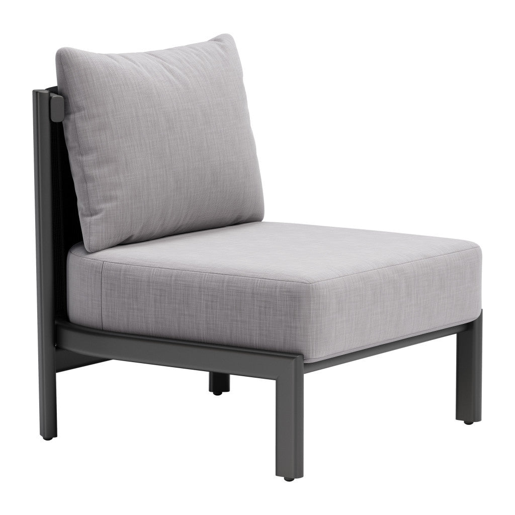 28" Gray And Black Fabric Side Chair-Accent Chairs-DECOROLALA