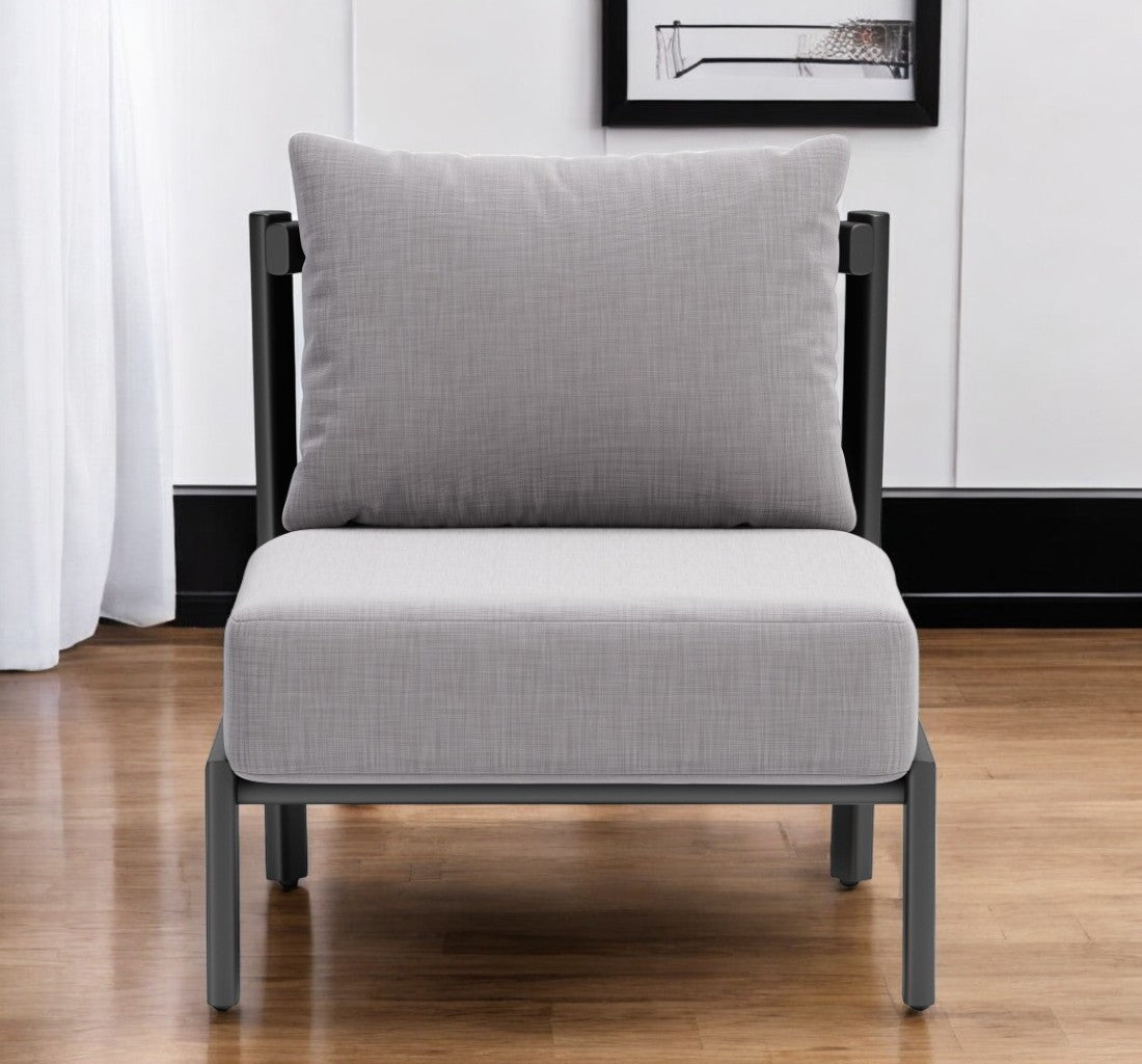 28" Gray And Black Fabric Side Chair-Accent Chairs-DECOROLALA