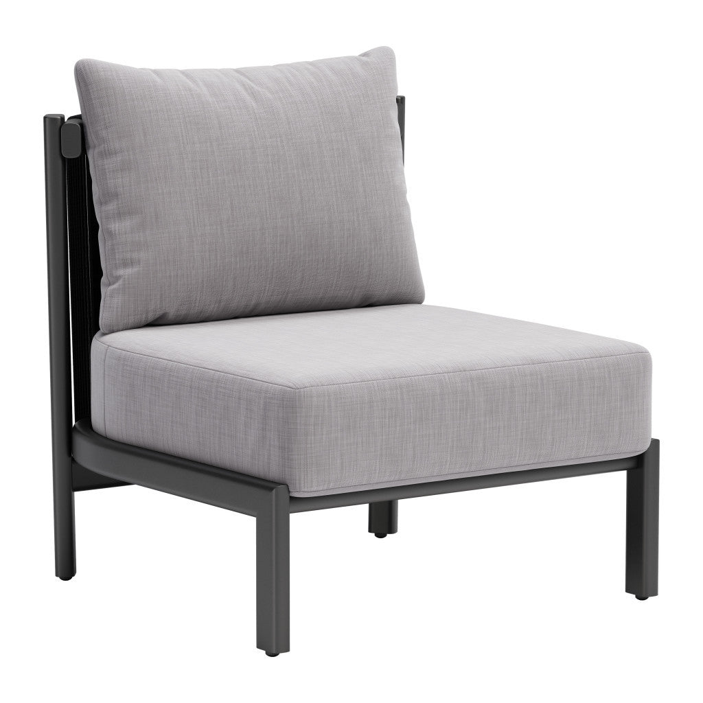 28" Gray And Black Fabric Side Chair-Accent Chairs-DECOROLALA