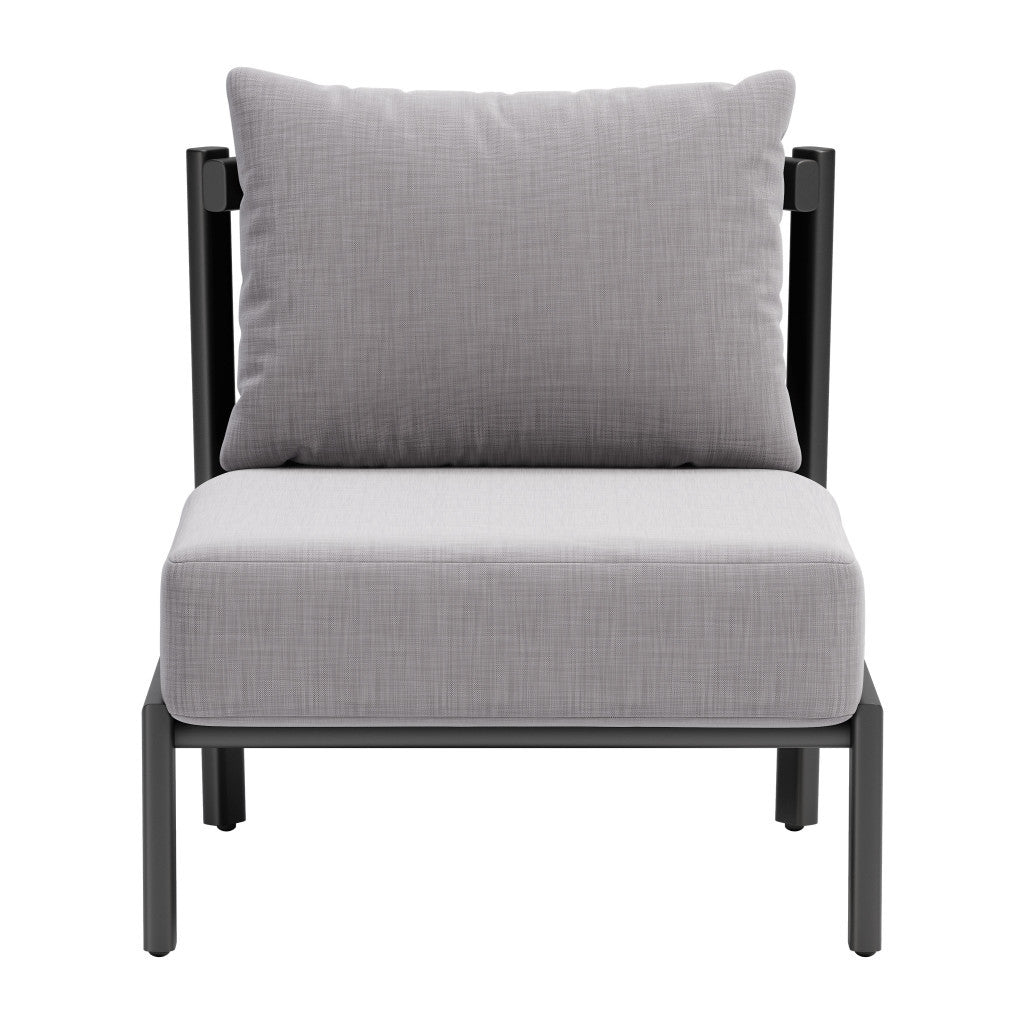 28" Gray And Black Fabric Side Chair-Accent Chairs-DECOROLALA