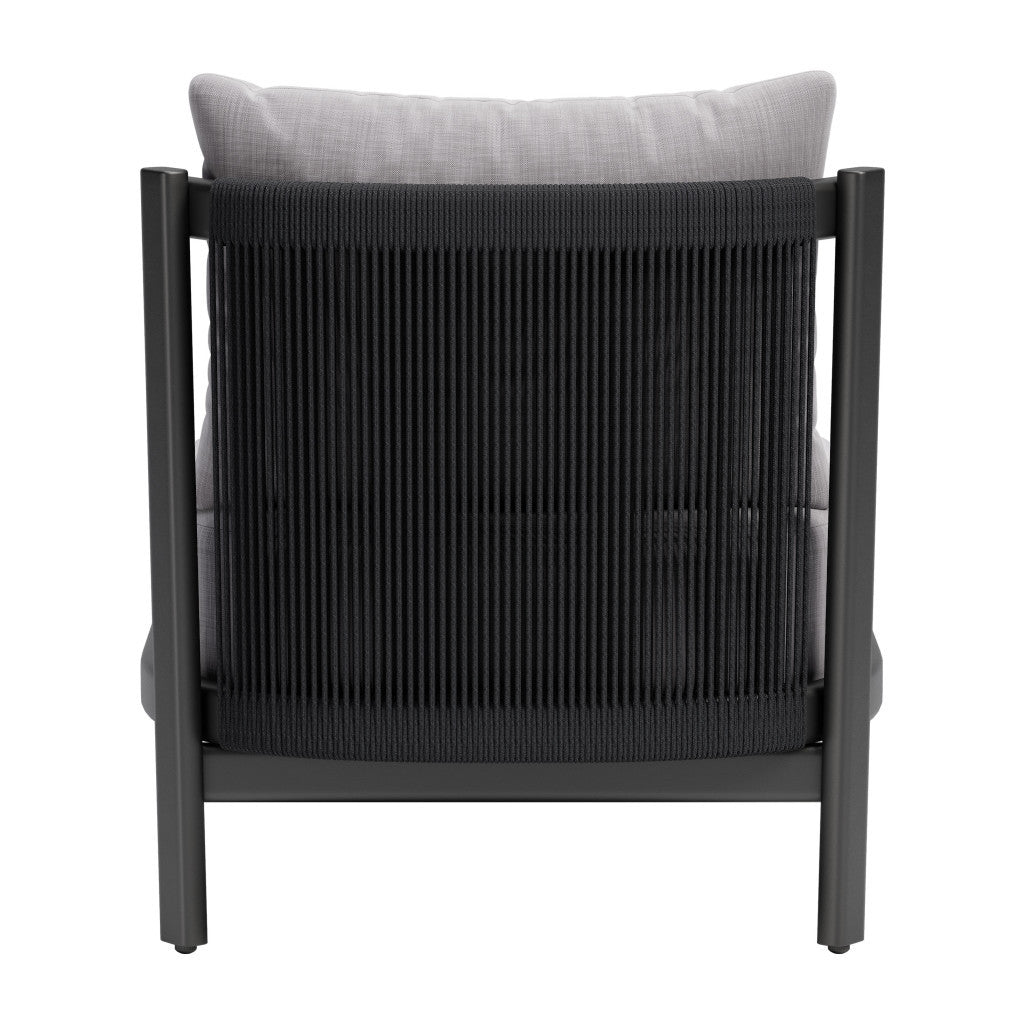 28" Gray And Black Fabric Side Chair-Accent Chairs-DECOROLALA
