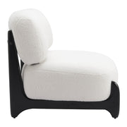 30" White And Black Sherpa And Upholstered Side Chair-Accent Chairs-DECOROLALA