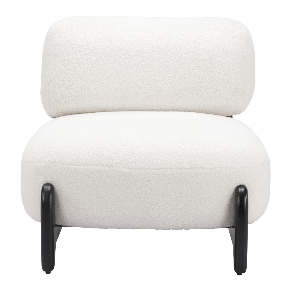 30" White And Black Sherpa And Upholstered Side Chair-Accent Chairs-DECOROLALA