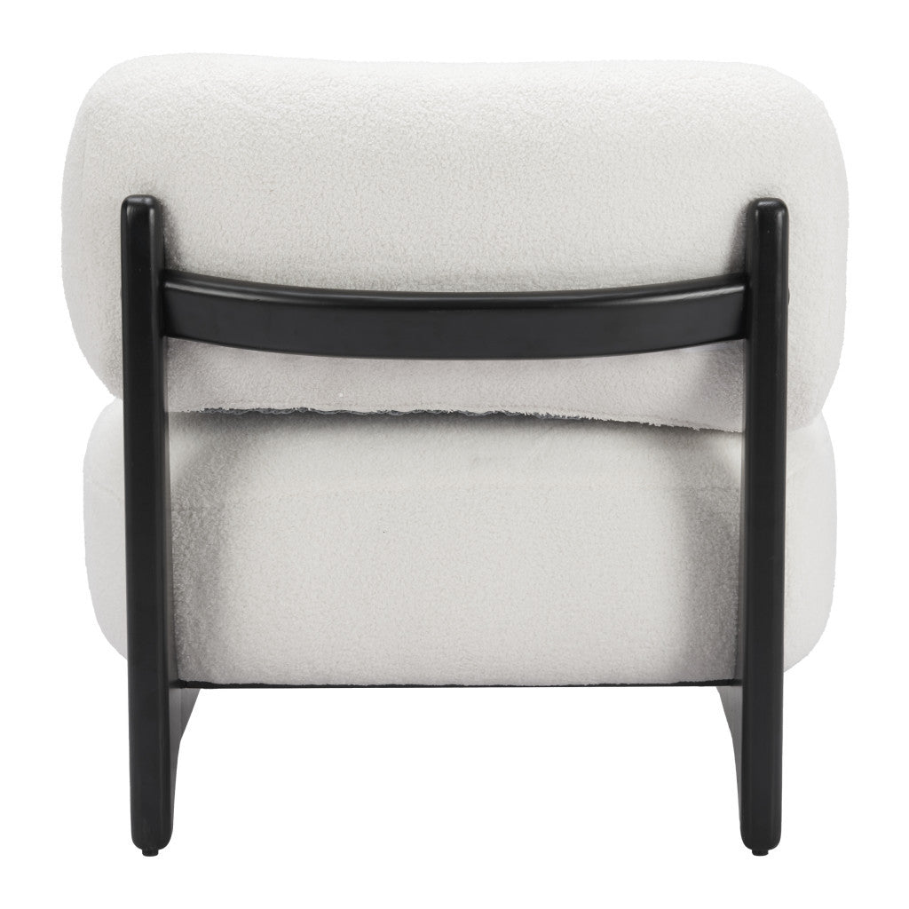 30" White And Black Sherpa And Upholstered Side Chair-Accent Chairs-DECOROLALA