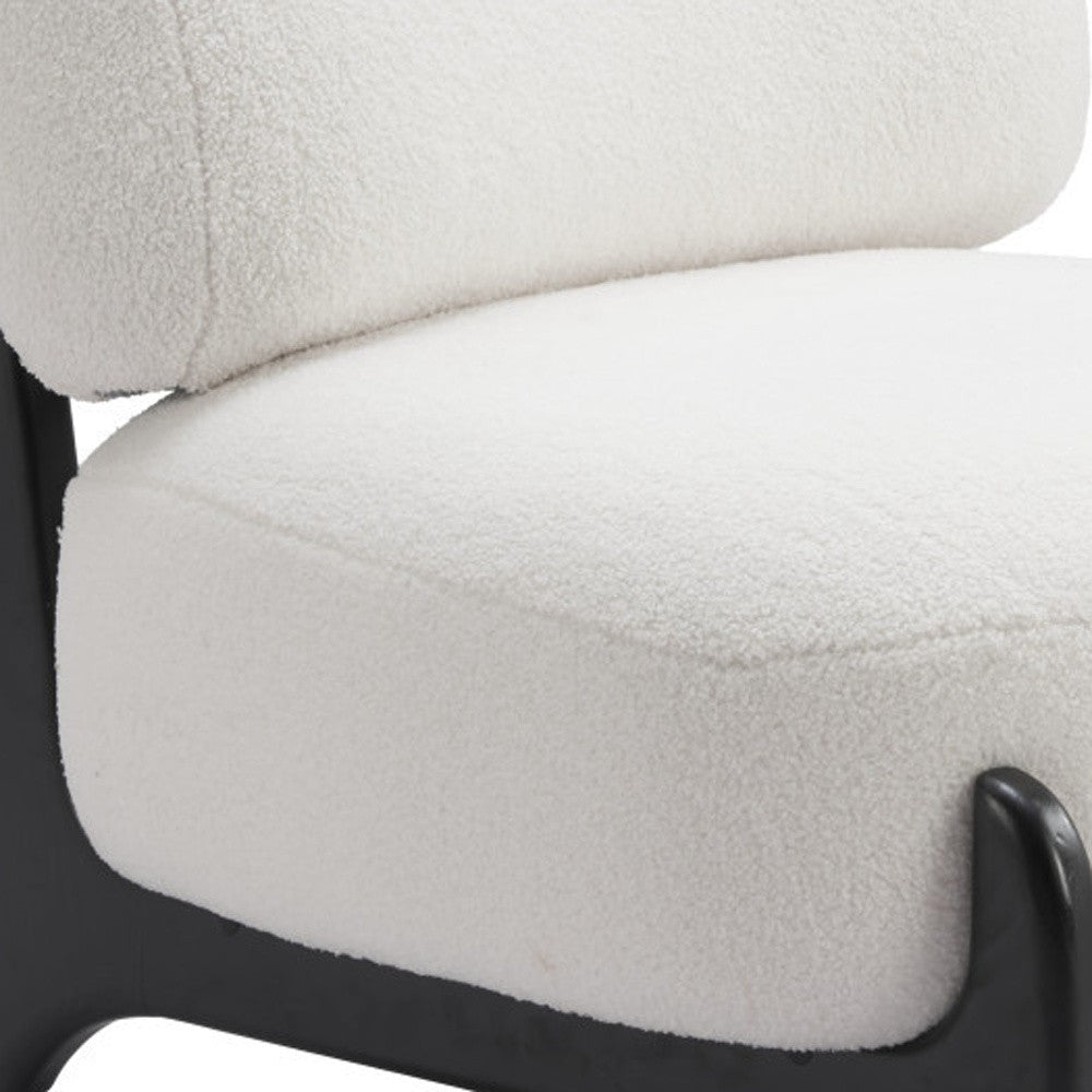 30" White And Black Sherpa And Upholstered Side Chair-Accent Chairs-DECOROLALA