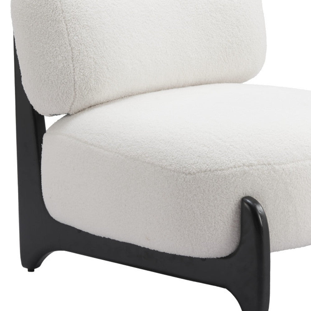 30" White And Black Sherpa And Upholstered Side Chair-Accent Chairs-DECOROLALA