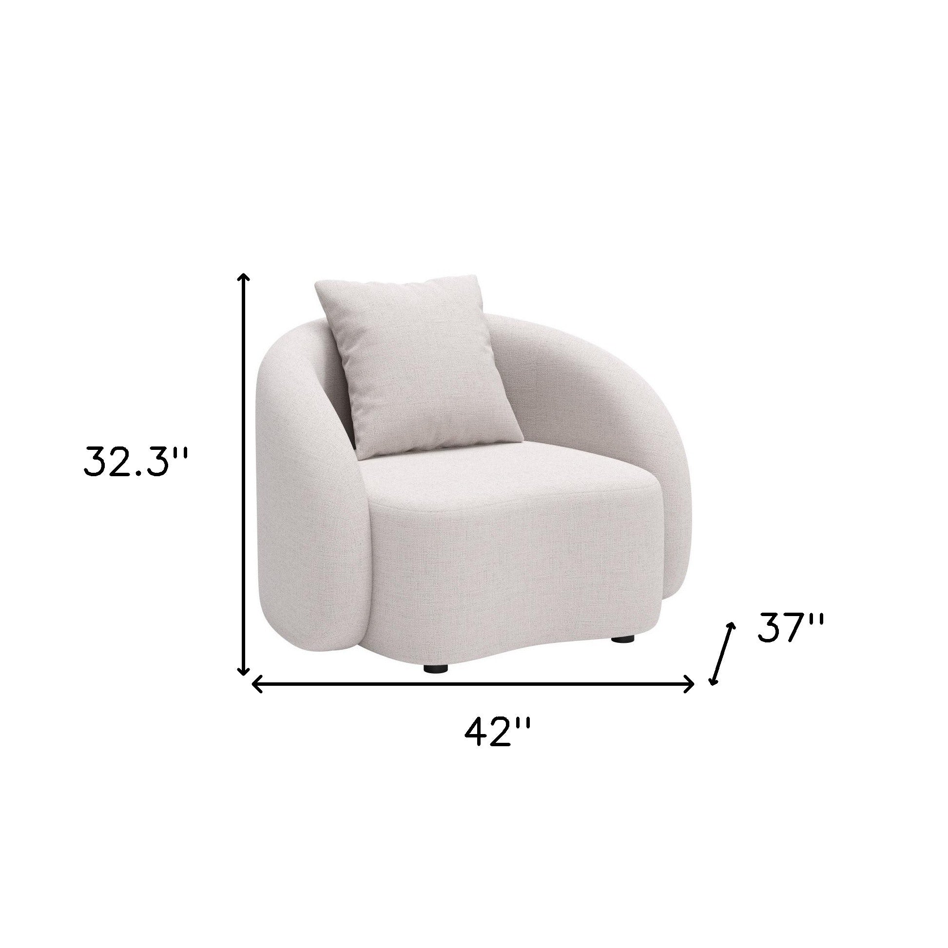 42" Beige Outdoor Accent Chair with Beige Cushions-Outdoor Chairs-DECOROLALA