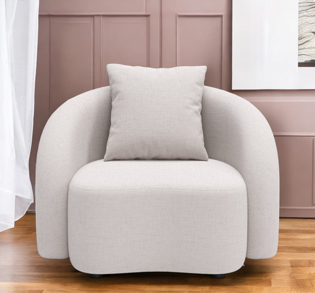42" Beige Outdoor Accent Chair with Beige Cushions-Outdoor Chairs-DECOROLALA