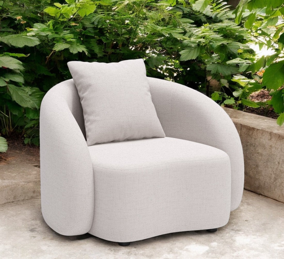 42" Beige Outdoor Accent Chair with Beige Cushions-Outdoor Chairs-DECOROLALA