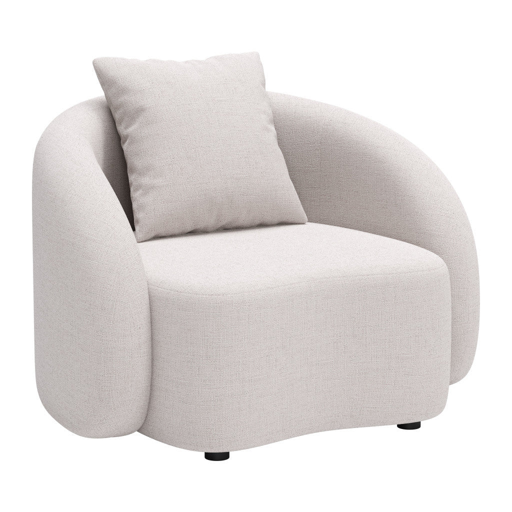 42" Beige Outdoor Accent Chair with Beige Cushions-Outdoor Chairs-DECOROLALA