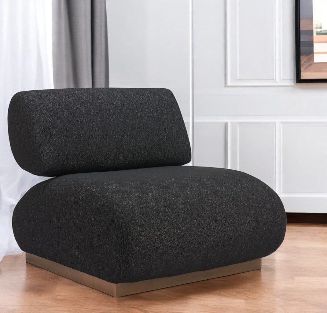 34" Black And Bronze Fabric And Upholstered Side Chair-Accent Chairs-DECOROLALA