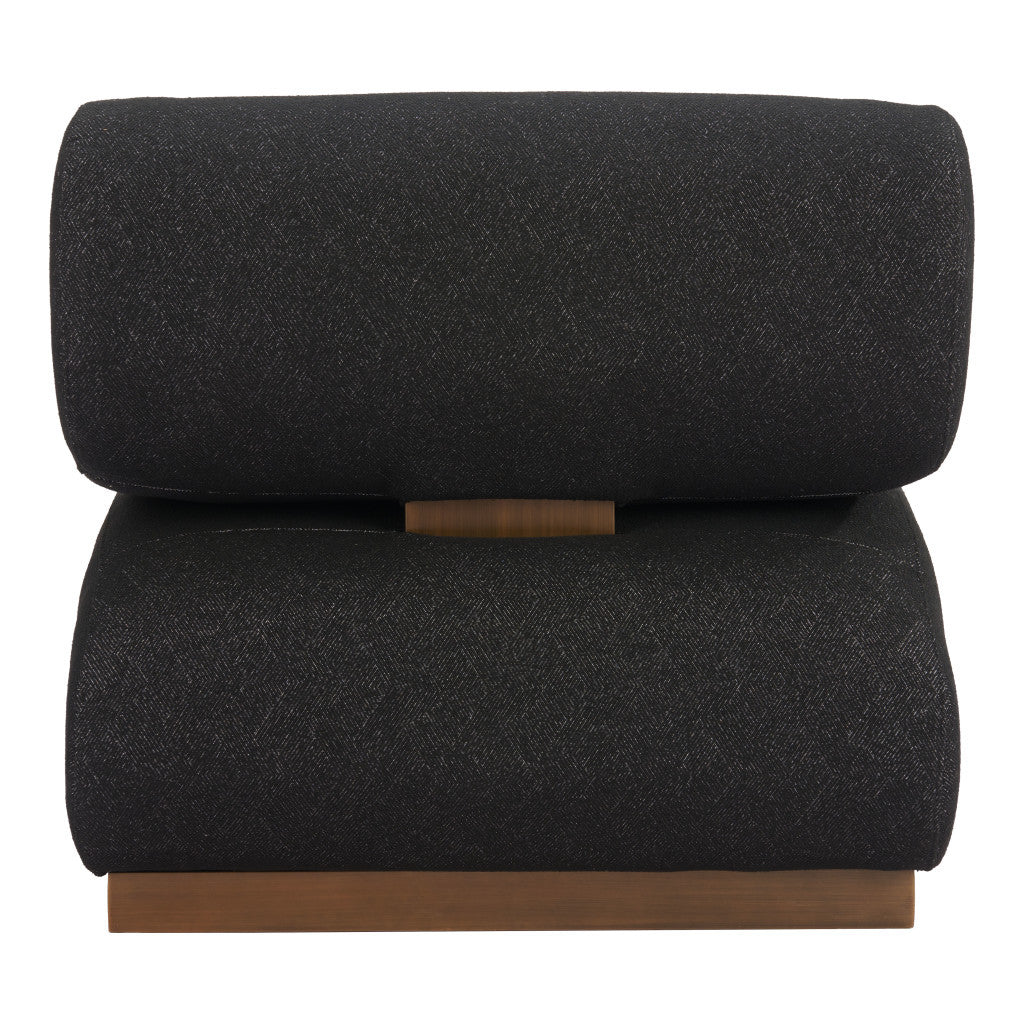 34" Black And Bronze Fabric And Upholstered Side Chair-Accent Chairs-DECOROLALA