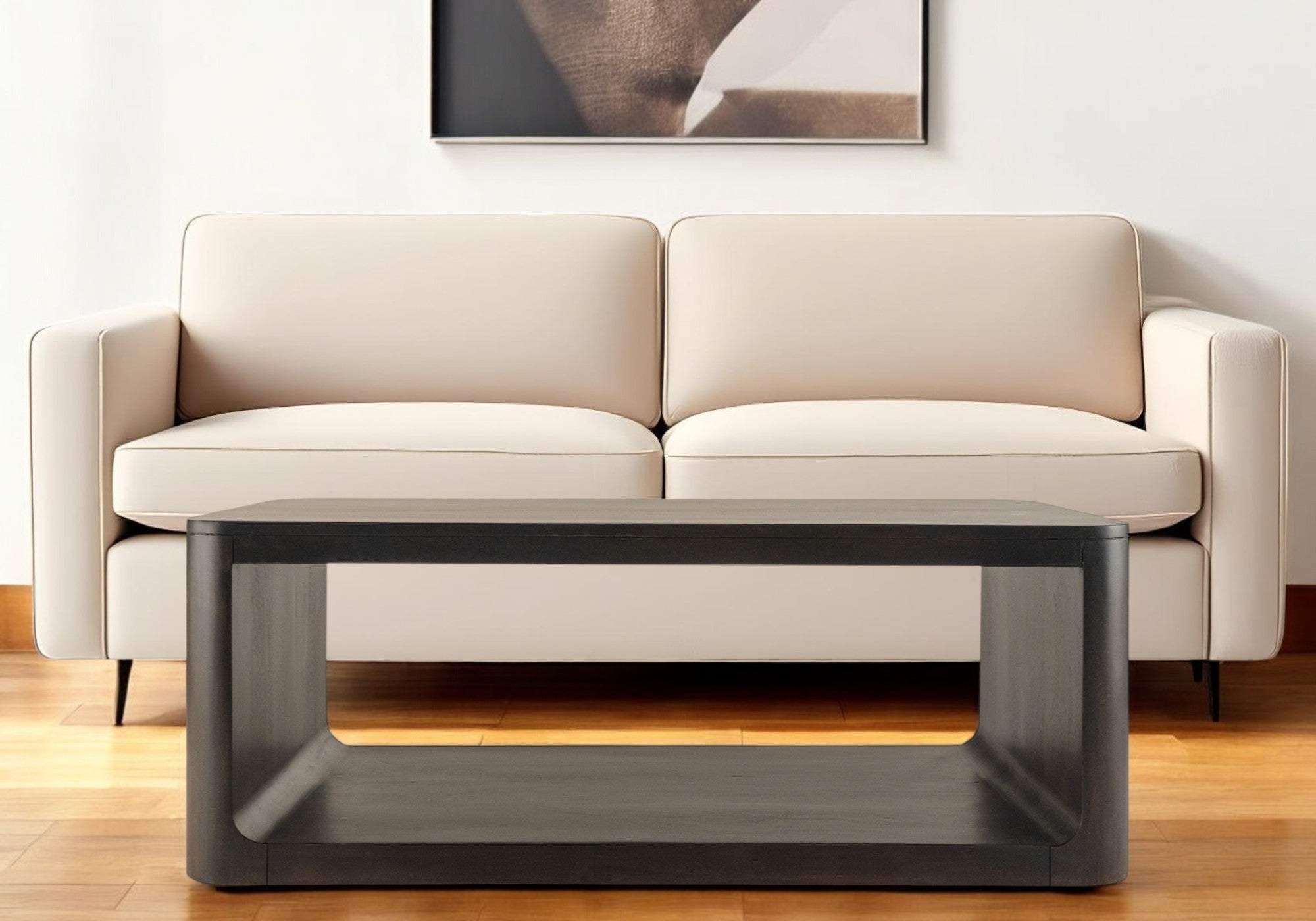 48" Walnut Solid Wood Floor Shelf Coffee Table With Shelf-Coffee Tables-DECOROLALA