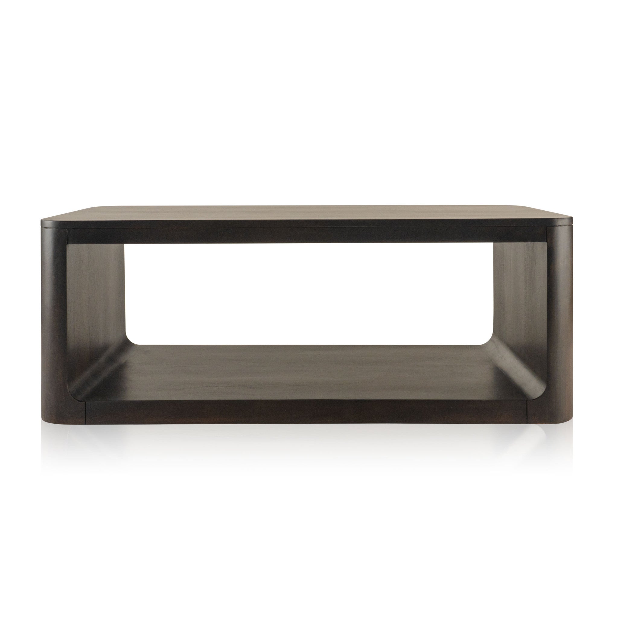48" Walnut Solid Wood Floor Shelf Coffee Table With Shelf-Coffee Tables-DECOROLALA