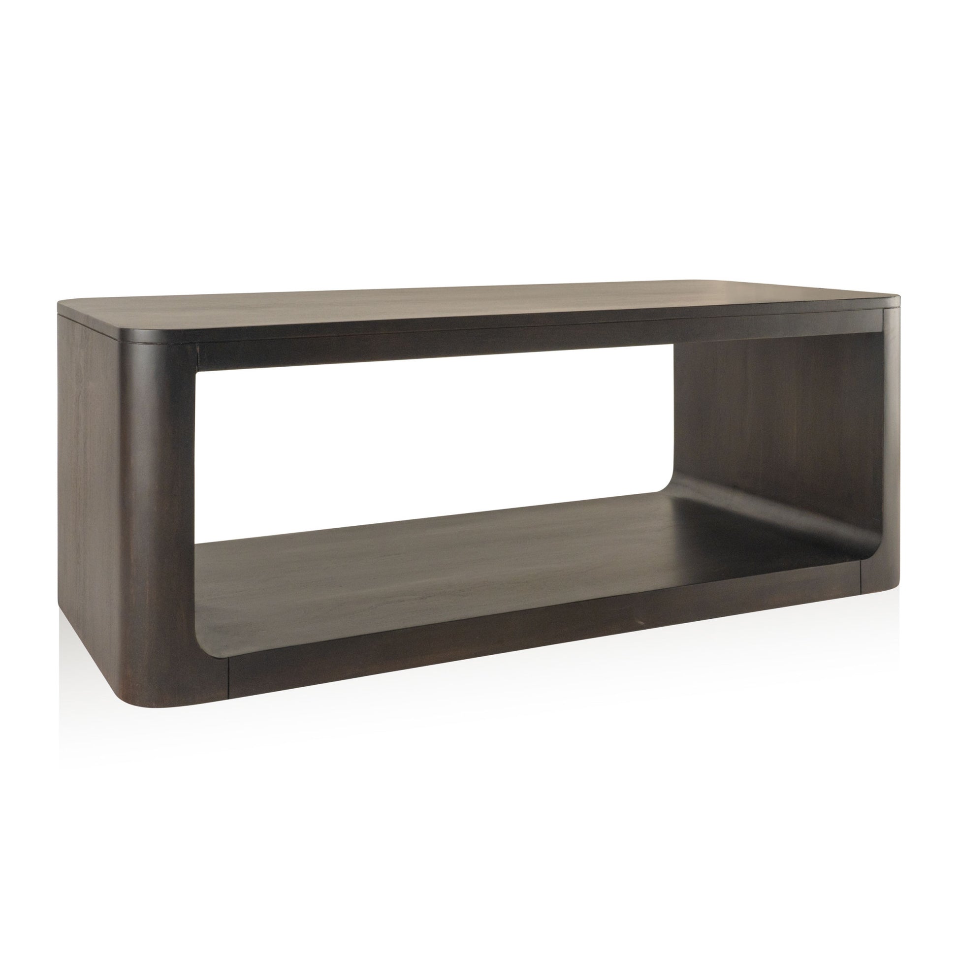 48" Walnut Solid Wood Floor Shelf Coffee Table With Shelf-Coffee Tables-DECOROLALA