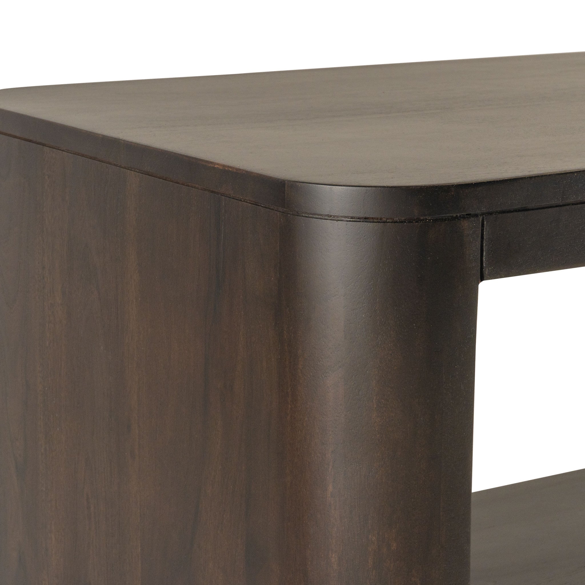 48" Walnut Solid Wood Floor Shelf Coffee Table With Shelf-Coffee Tables-DECOROLALA