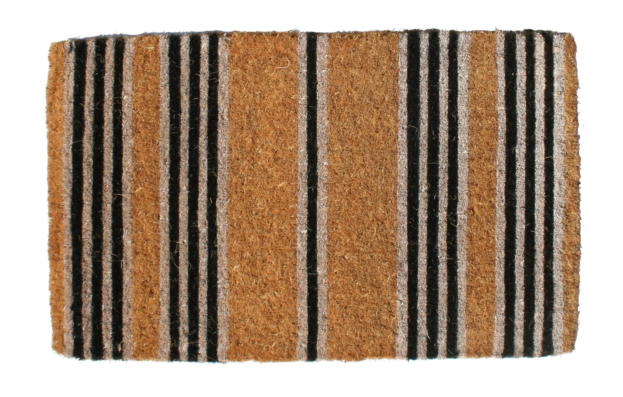 18" X 30" Brown and Black Coir Striped Outdoor Door Mat-0