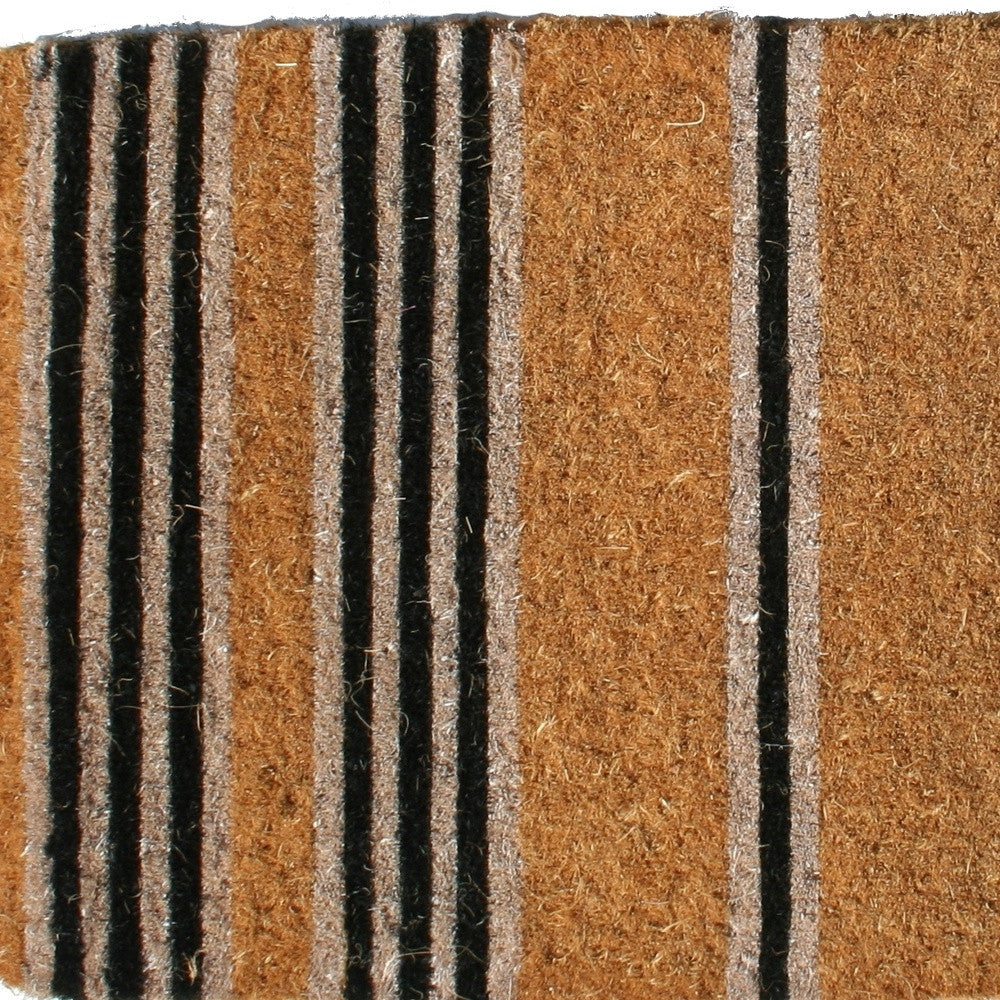 18" X 30" Brown and Black Coir Striped Outdoor Door Mat-5