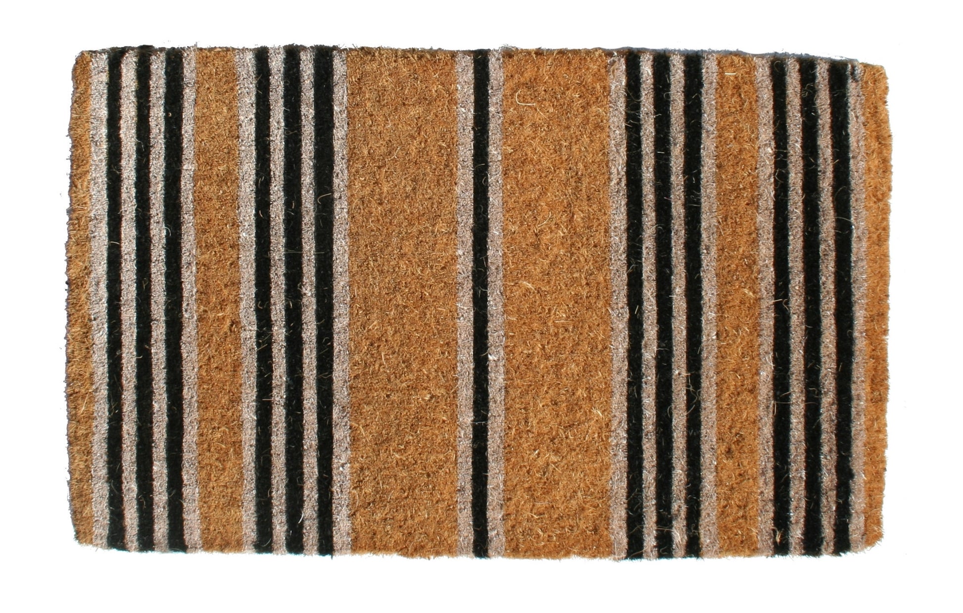 18" X 30" Brown and Black Coir Striped Outdoor Door Mat-3