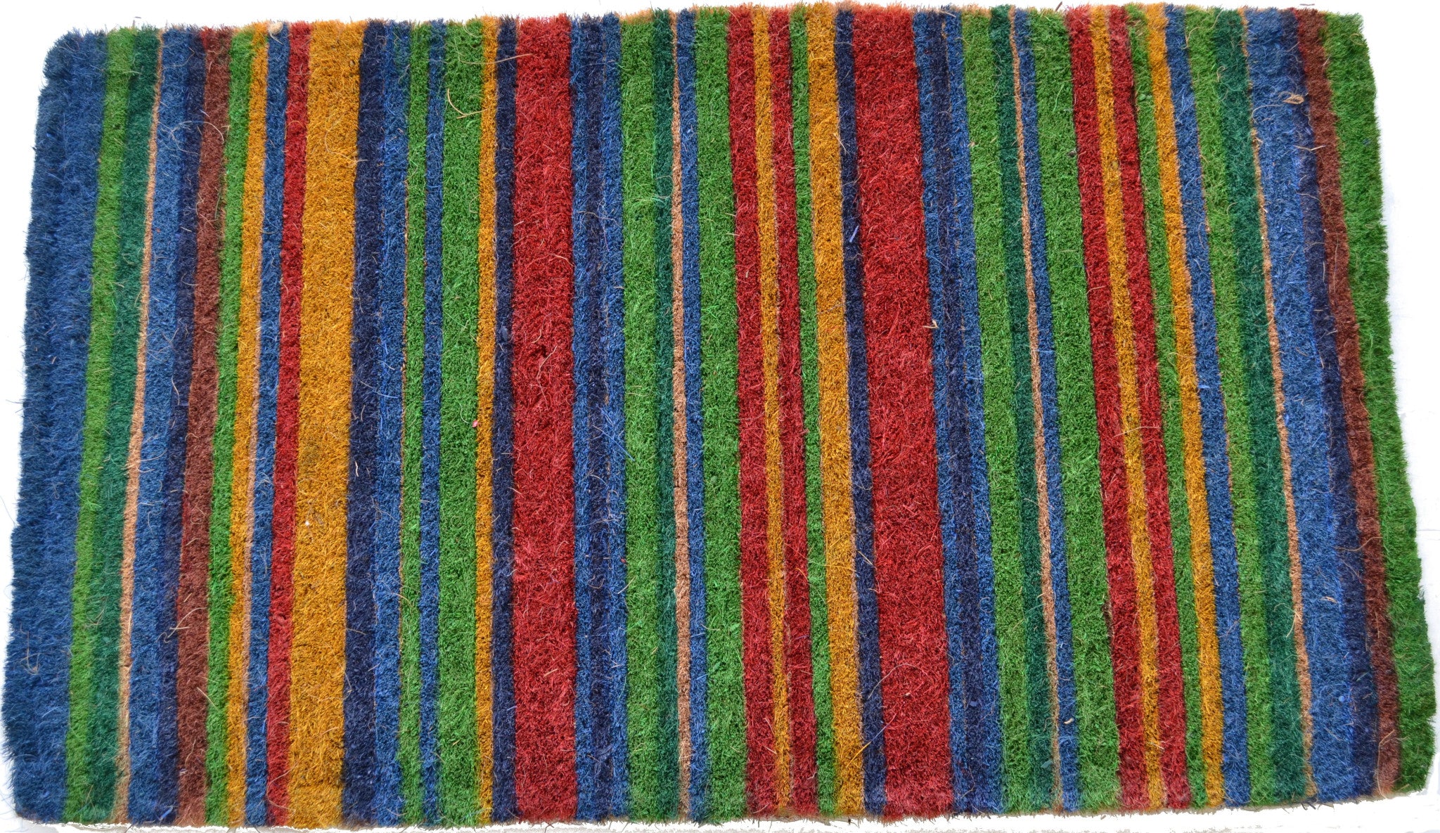 18" X 30" Blue and Green Coir Striped Outdoor Door Mat-0