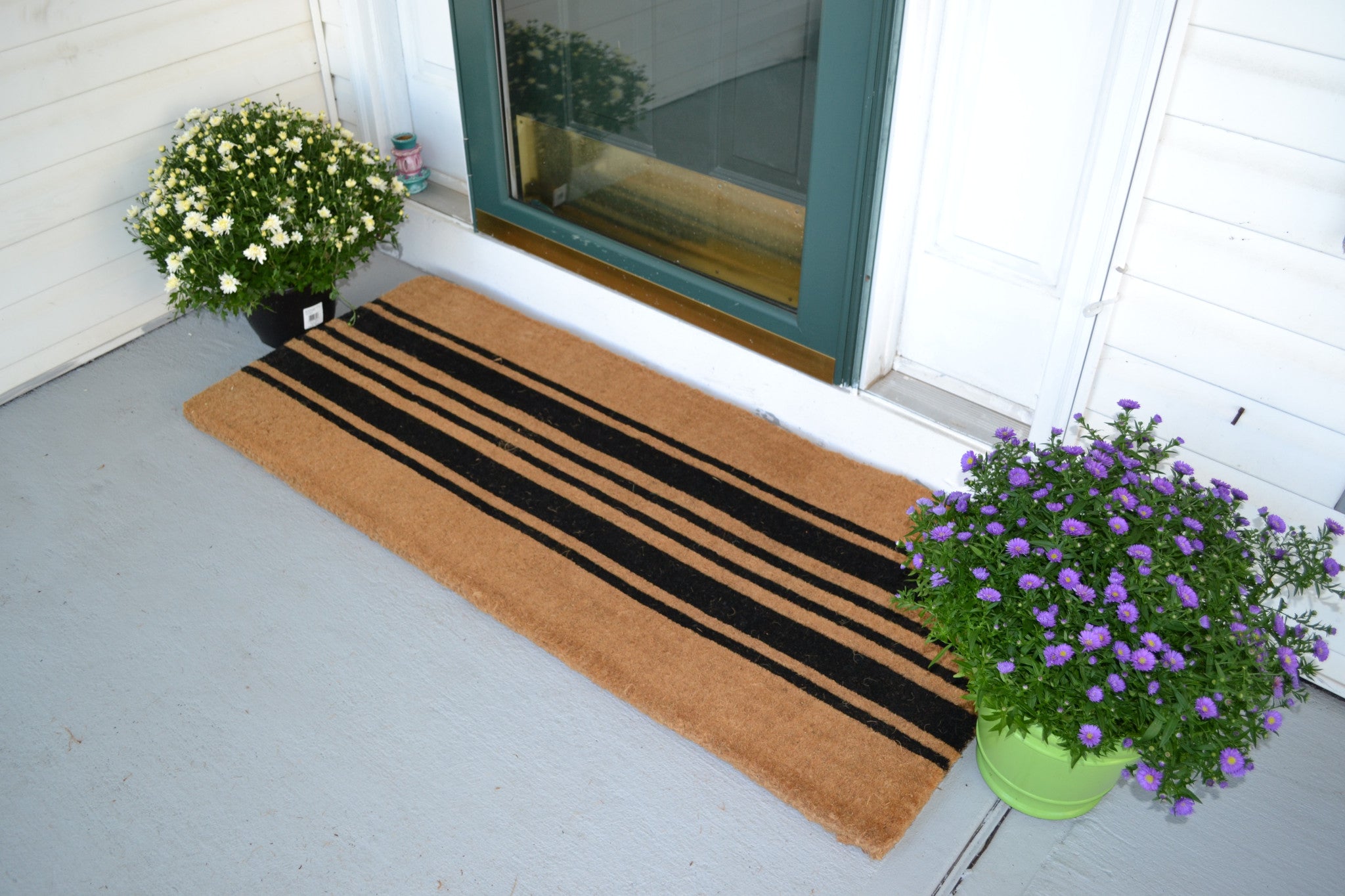 24" X 60" Brown and Black Coir Striped Outdoor Door Mat-4