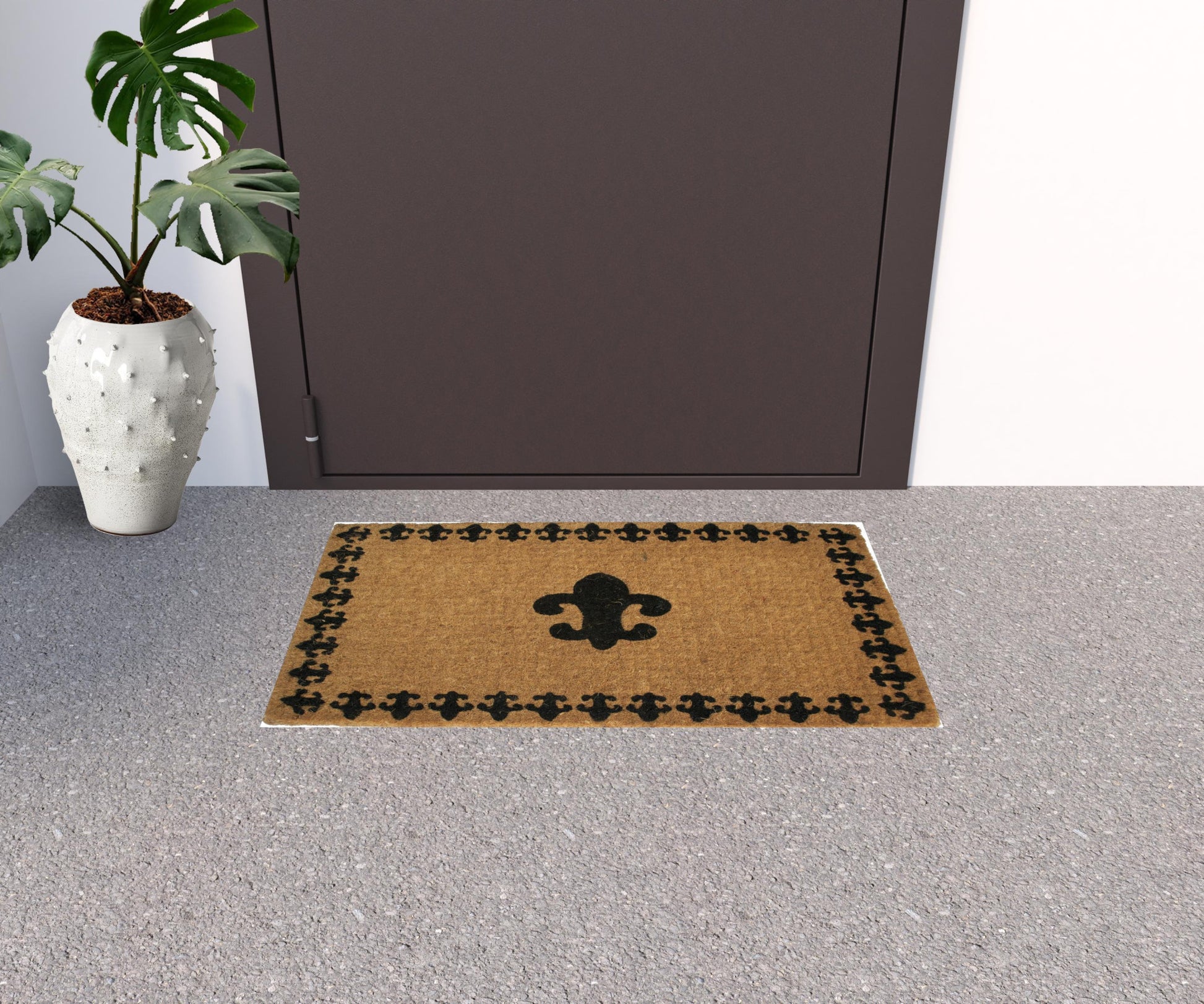 18" X 30" Brown and Black Coir Abstract Outdoor Door Mat-1