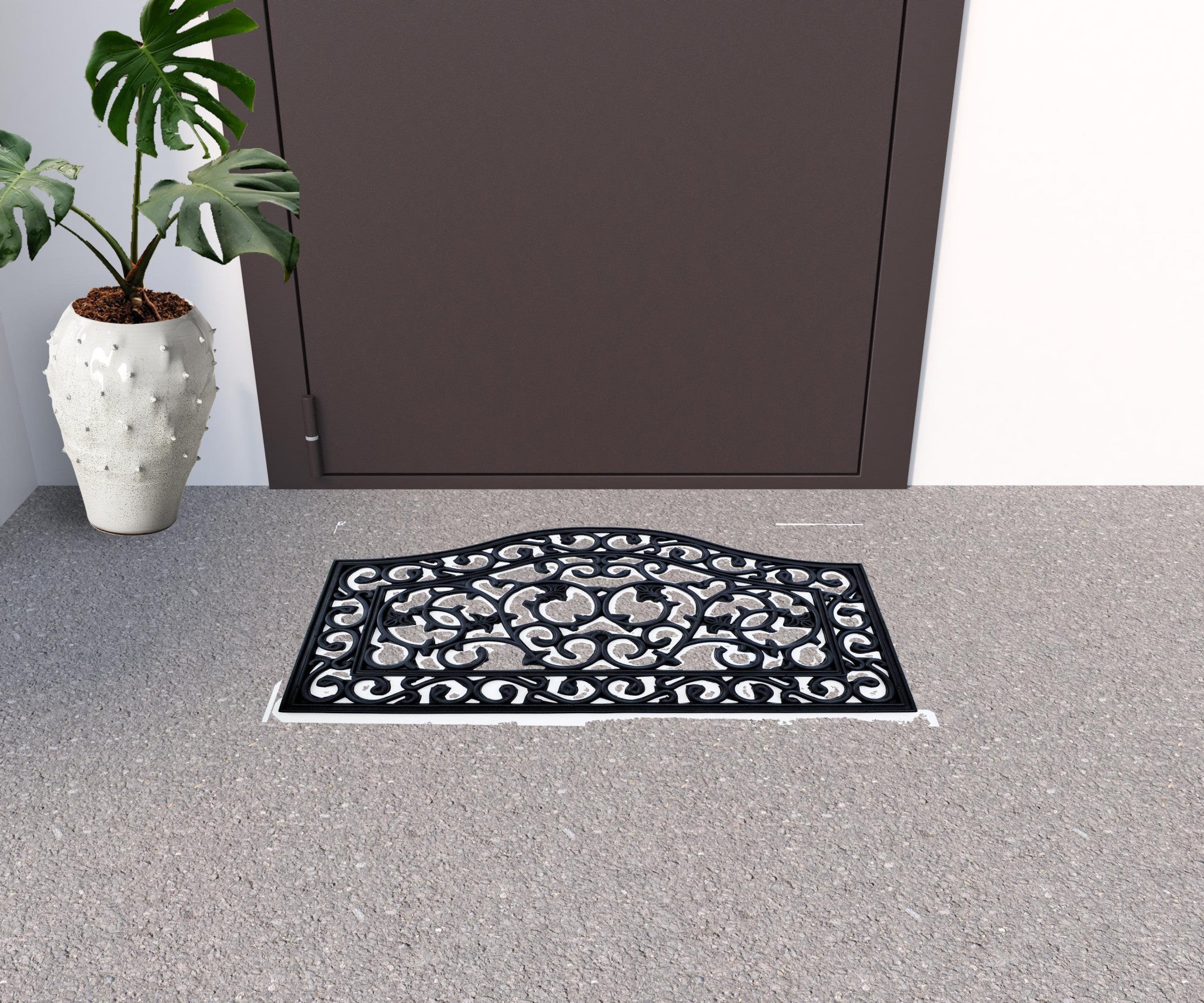 18" X 30" Black Rubber Outdoor Door Mat-1