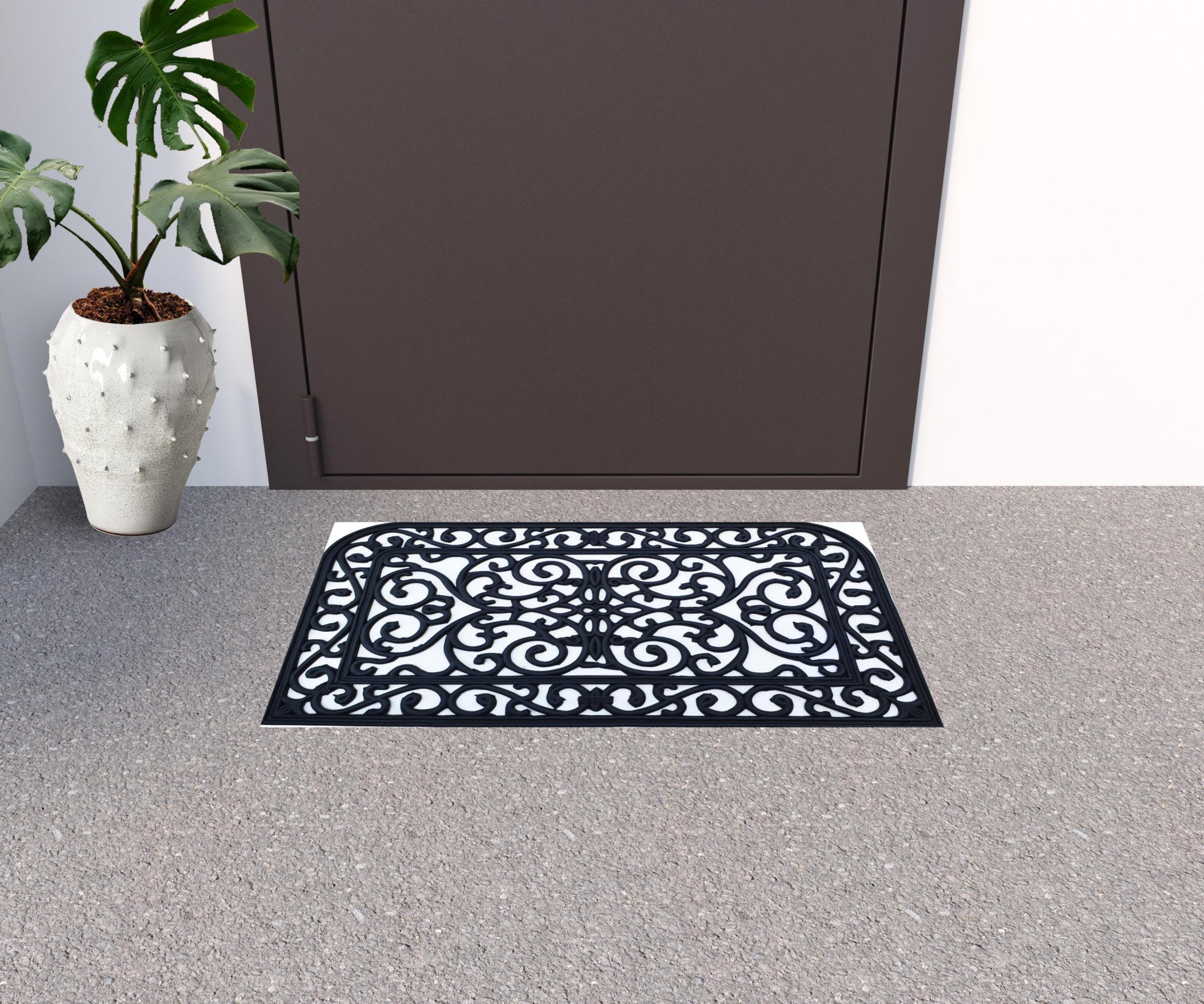 18" X 30" Black Rubber Outdoor Door Mat-1