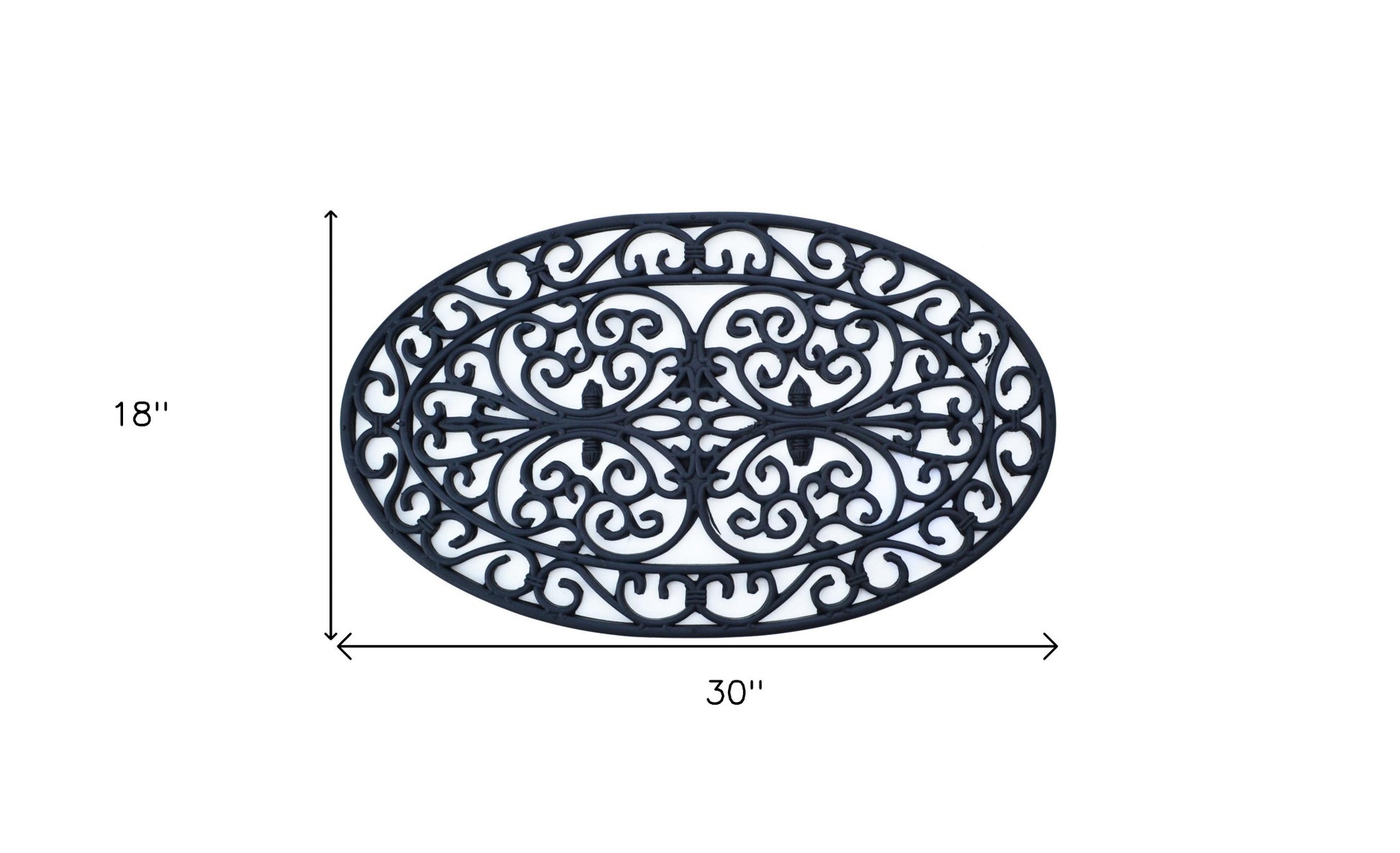 18" X 30" Black Rubber Outdoor Oval Door Mat-7