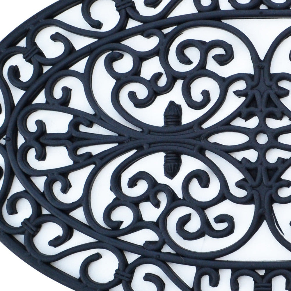 18" X 30" Black Rubber Outdoor Oval Door Mat-8