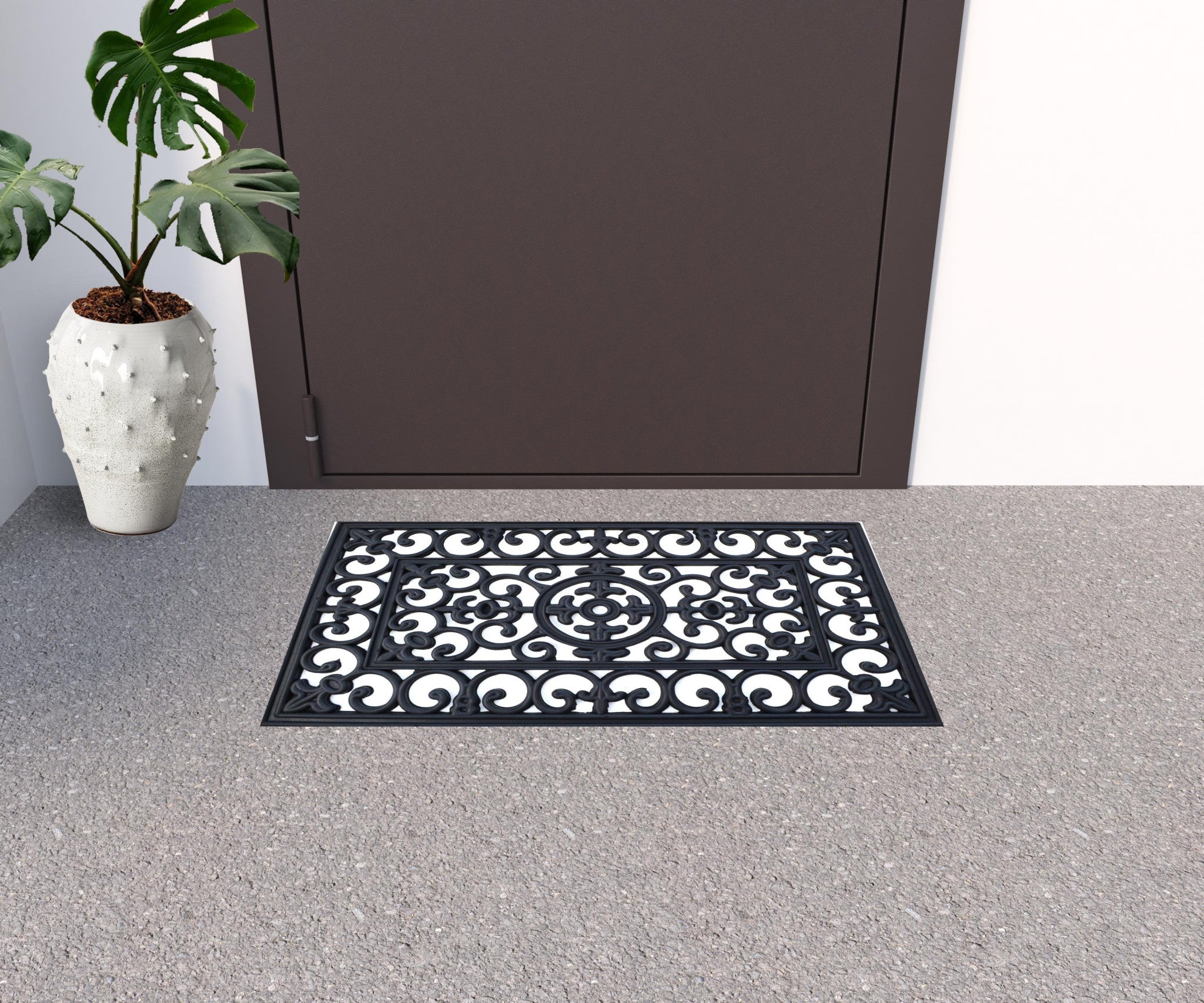 18" X 30" Black Rubber Outdoor Door Mat-1