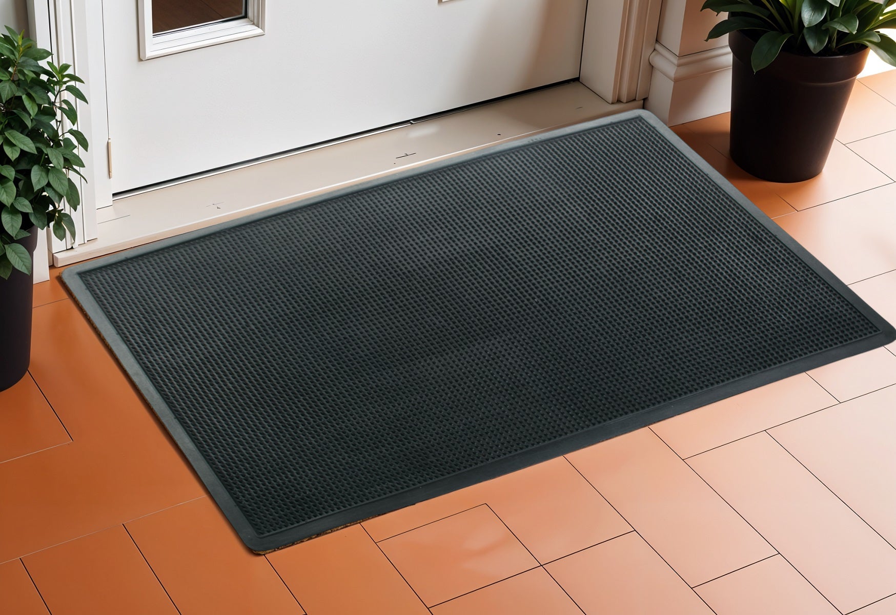 18" X 30" Black Rubber Outdoor Door Mat-0