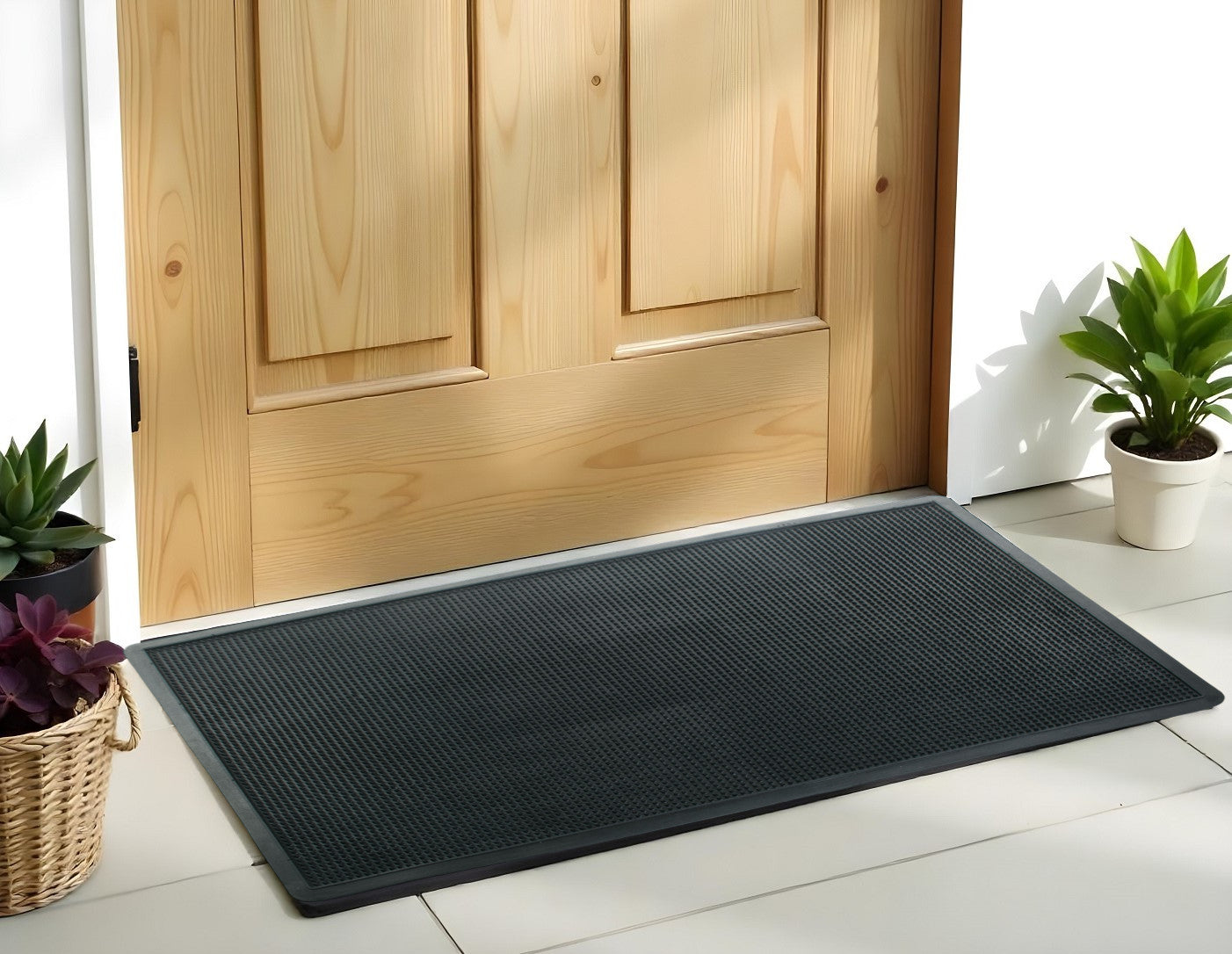 18" X 47" Black Rubber Outdoor Door Mat-0
